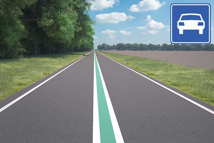 100km weg doorgetrokken streep