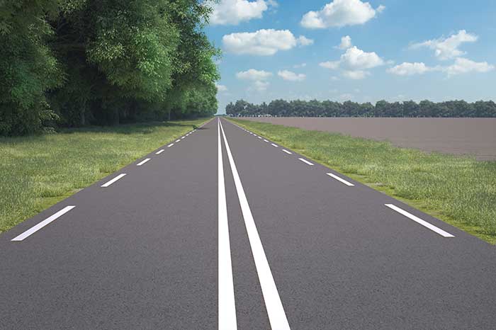 80km weg doorgetrokken streep