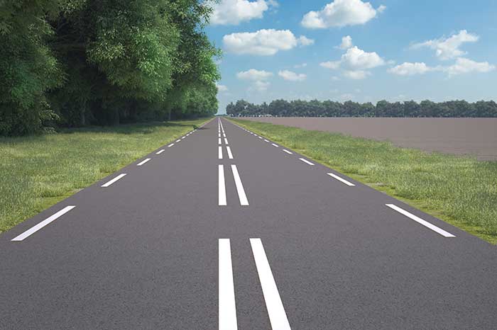 80km weg onderbroken streep