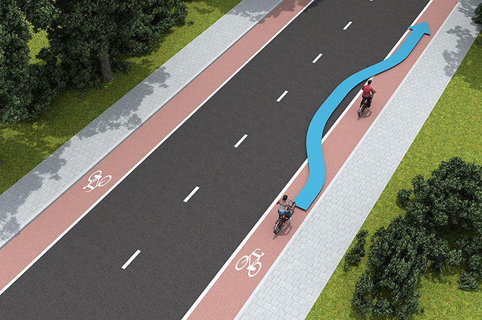 fietsstrook inhalen