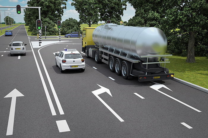 rechts afslaan 2 rijstroken
