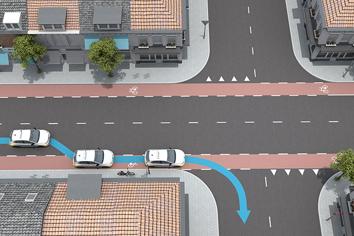 voorsorteren onderbroken streep
