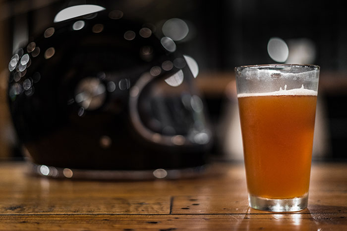 glass of beer and helmet