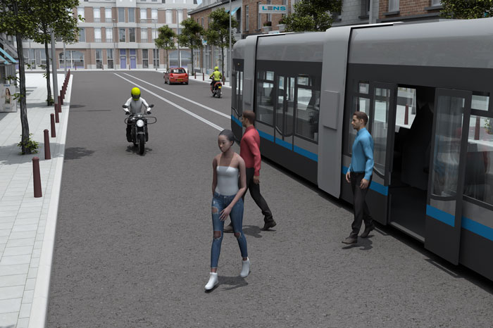uitstappen tram motor