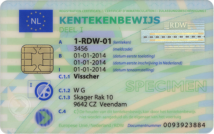 kentekencard voorzijde