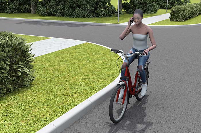fietser met mobiel