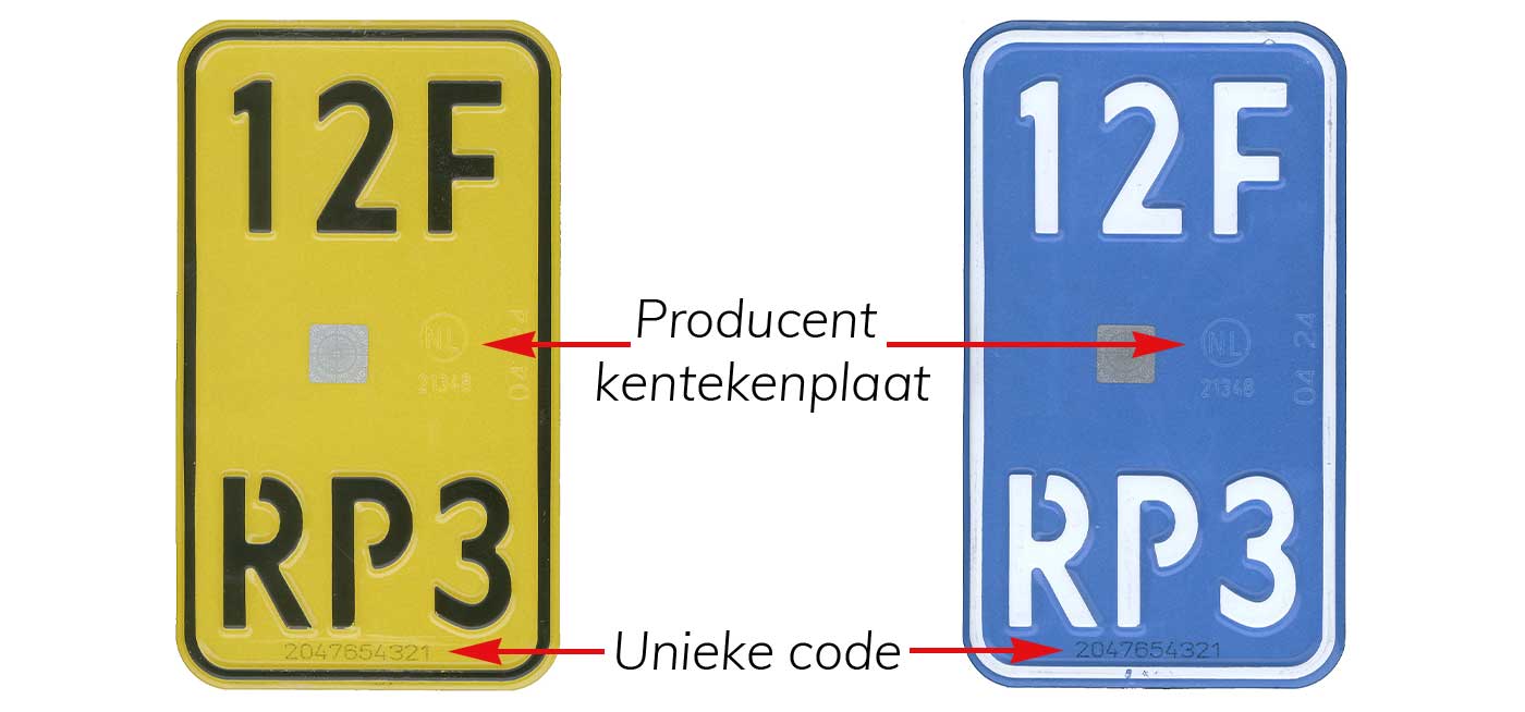 kentekenplaat met bijschrift