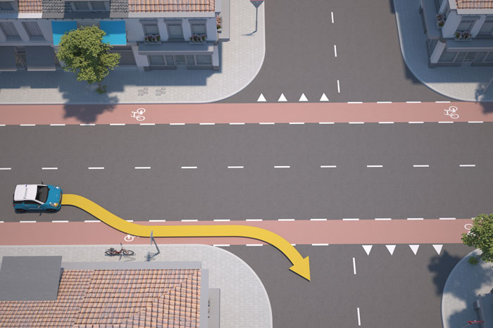 voorsorteren onderbroken streep rechtsaf voorsorteren onderbroken streep rechtsaf