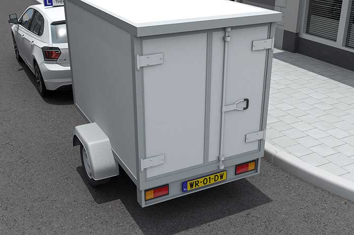 dichte aanhangwagen geel kenteken