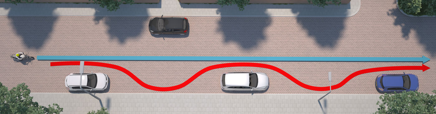 zigzaggend rijden motor