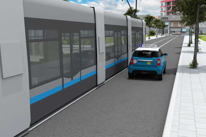 inhalen tram