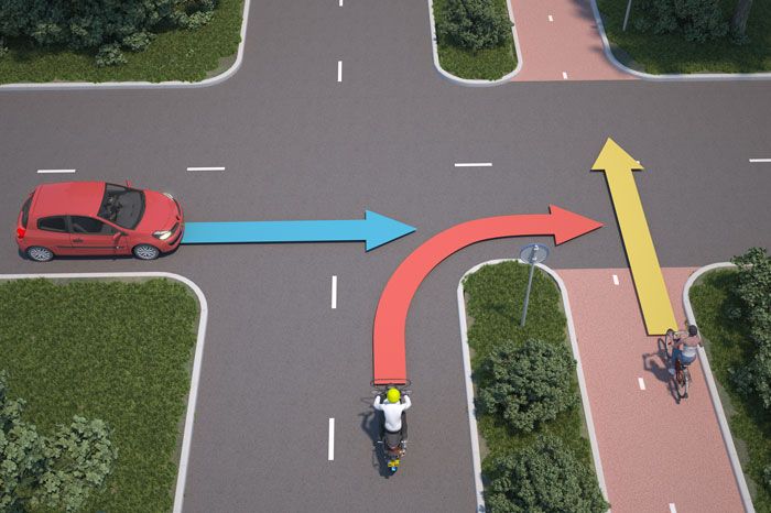 gelijkwaardig kruispunt aanliggend fietspad motor
