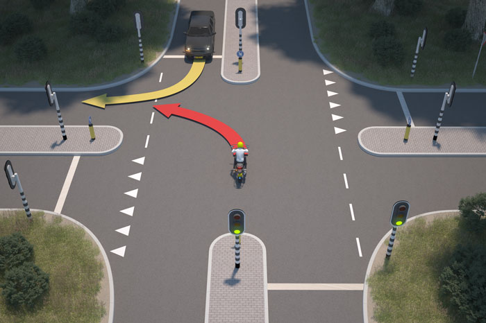 voorsorteren kruising motor