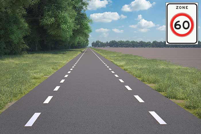 60km weg kantstreep