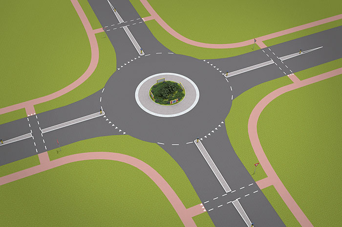 rotonde fietspad uit de voorrang