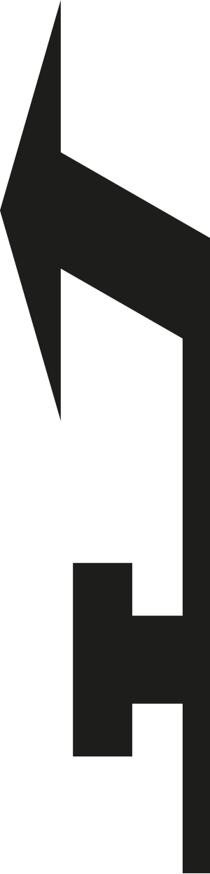 afbuigende pijl links met hamerkop 1